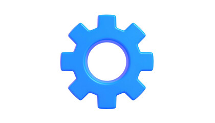 Fototapeta premium A vibrant blue gear with a circular hole, floating against a stark black background