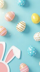 Colorful Decorated Easter Eggs with Bunny Silhouette Design