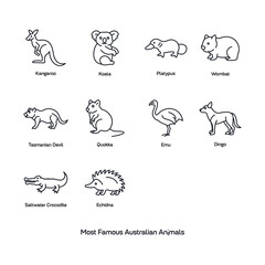 Collection Line Art Icons Famous