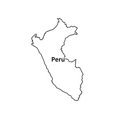 Obraz premium Outline map of Peru with name labeled on isolated transparent gray checkered background