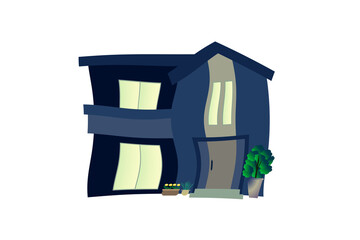 揺れる家　2階建て　青 