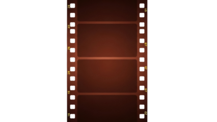 Vintage film strip isolated PNG on transparent background, retro photographic negative for graphic design and creative projects