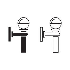 Flat Vector Wall Mounted Fixture Icons, Solid and Outline Style