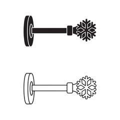 Decorative Snowflake Curtain Rod Finial, Flat Vector and Line Art Icon