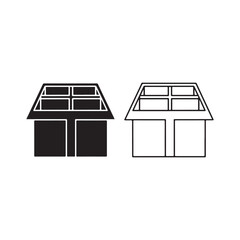 Minimalist Flat Vector House Icons with Solar Panel Roof Design