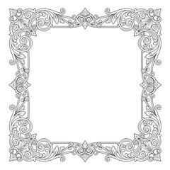 Victorian Engraved Frame in Black Ink Style