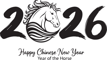 2026 Chinese New Year Horse Calligraphy Vector