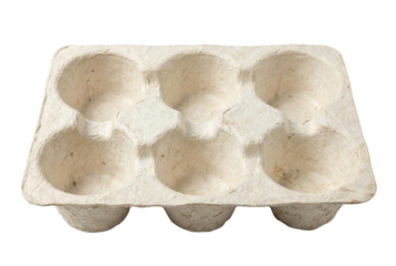 Molded pulp packaging tray. Recycled paper cup holder or egg carton
