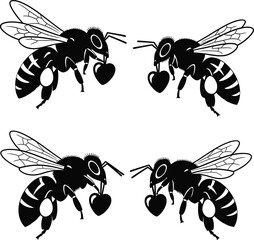 Sweet Bees with Hearts: Romantic Insect Love Vector Art for Valentine's Day & Nature Themes