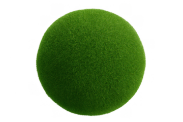 Green grass sphere isolated on transparent background symbolizing nature, environment, and ecological concepts
