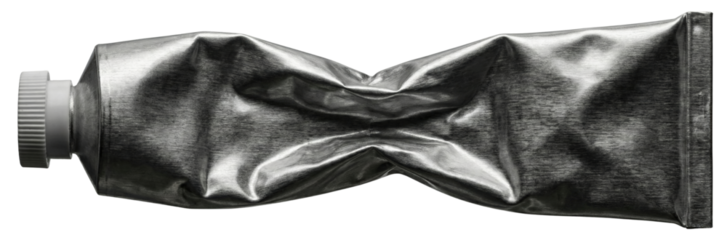 Squeezed aluminum cosmetic tube. Used metal toothpaste container mockup