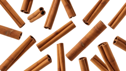 Cinnamon sticks PNG isolated on transparent background, aromatic spice for cooking and baking, warm brown bark for culinary use