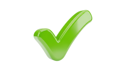 Green check mark PNG isolated on transparent background, symbol of approval and confirmation for graphic design projects