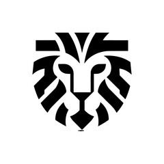 Lion Head Silhouette Vector Design. Logo template.