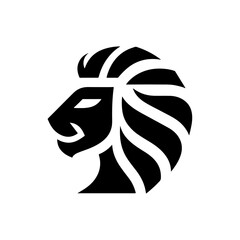 Lion Head Silhouette Vector Design. Logo template.