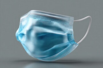 Light blue disposable surgical mask with ear loops on a neutral background suitable for health care settings and everyday use