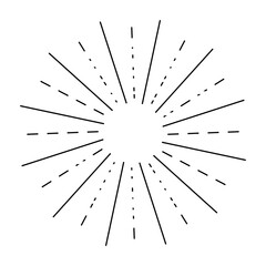 Obraz premium Abstract radial sunburst line pattern. minimal black burst rays design