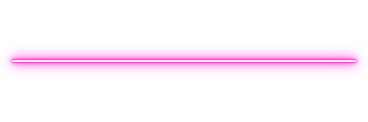 Neon glowing horizontal line divider. Pink light streak underline for banners, headers, highlights, and digital design