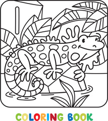 Funny iguana. Animals coloring book for kids