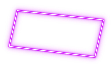 Fototapeta premium Neon glowing rectangle frame border. Futuristic pink purple light outline for banners, posters, and digital design