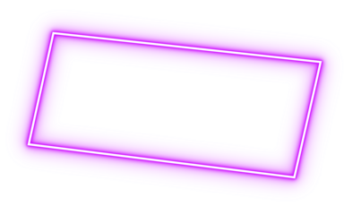 Neon glowing rectangle frame border. Futuristic pink purple light outline for banners, posters, and digital design