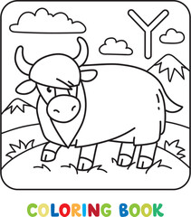 Funny yak. Animals coloring book for kids