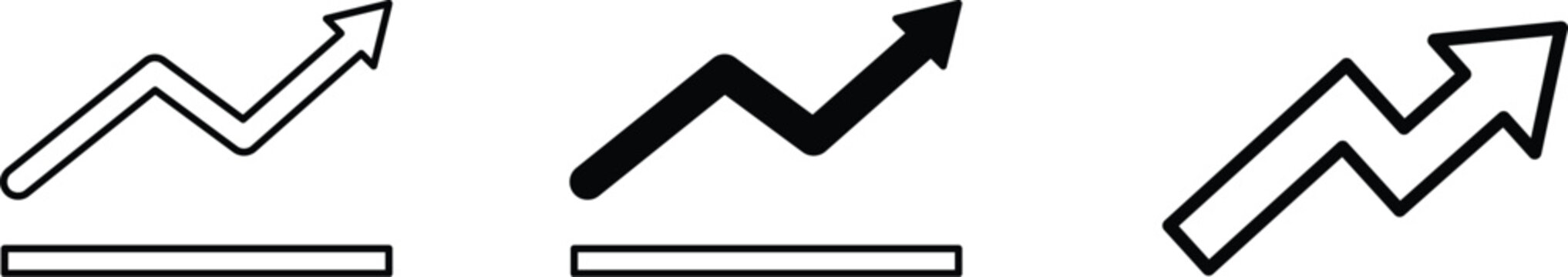 Growing graph set. Business chart with arrow. Growths chart collection. Profit growing sumbol. Progress bar. Bar diagram. Growth success arrow icon. Progress symbol. Chart increase - stock vector.