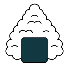 Simple Outline Delicious Onigiri Rice Ball Japanese Food Illustration