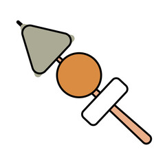 Simple Line Art Skewer Street Food Illustration with Triangular Tofu and Meatball