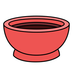 Simple Cartoon Pot with Dark Filling Liquid Inside Container