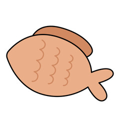 Cartoon Simple Brown Color Fish Swimming Aquatic Animal Illustration