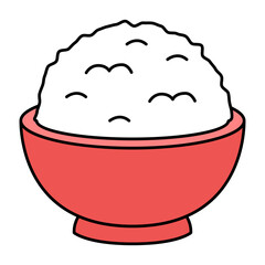 Simple Cartoon Rice Bowl Cuisine Meal Asian Food Illustration