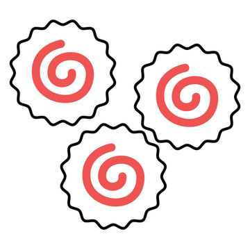 Simple Line Art Kamaboko Fish Cake Japanese Food Illustration