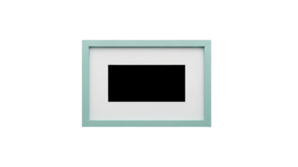 Empty picture frame with light green border isolated PNG, blank photo frame for mockup and display on transparent background