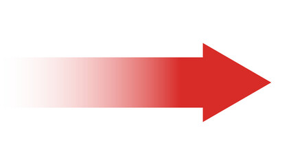 Red gradient arrow pointing to the right isolated on transparent background