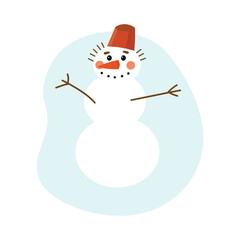 Cute snowman illustration for winter designs, kids projects, greeting cards, apps