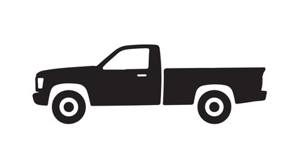 Obraz premium Pickup Truck Silhouette Dark Monochrome Simple Vector Illustration for Automotive Design