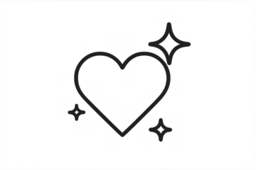 Sparkling heart line art rating icon on transparent background
