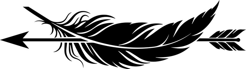 Elegant arrow with feather design for creative projects, perfect for branding, tattoos, or symbolic art emphasizing freedom and direction, originally vector graphics