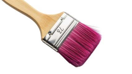 Magenta paint brush PNG isolated on transparent background, artist tool for painting and decorating projects, DIY and home improvement