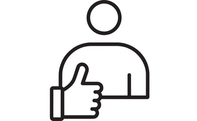 Fototapeta premium A simple line art illustration of a person giving a thumbs up silhouette on transparent background