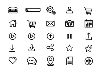 Collection of various icons representing different actions and objects on a white background