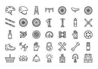 Collection of various sports and leisure icons displayed in a grid pattern on a white background