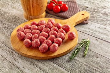 Raw beegf meatball for cooking