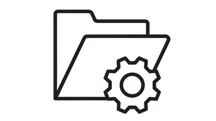 Obraz premium Folder with gear icon representing settings or configuration on transparent background silhouette