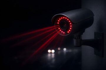 Advanced CCTV camera with visible infrared beams at night