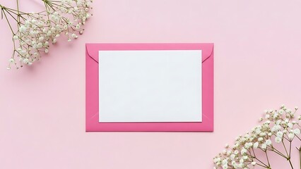 Elegant Pink Envelope with Blank Card on Soft Background