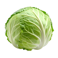 A vibrant green head of cabbage isolated on a solid black background.