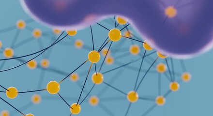 Abstract network connections and molecular structure with vibrant colors rendering