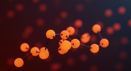 Conceptual representation of molecular structure with glowing orange spheres and connections